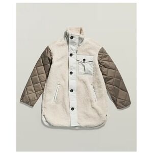 G-Star Raw Women's Oversized Teddy Mix Jacket Cream/Green Size‎ XS MSRP $290